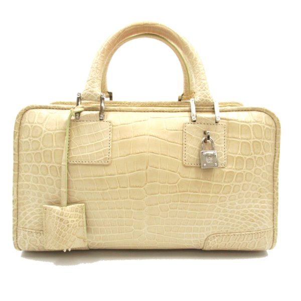 2107600979427 1 Loewe Amazona 28 Handbag Bag Croco Beige Amazona 28