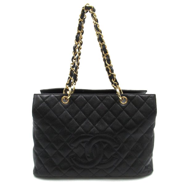 2107600981666 1 Chanel Chain Tote Bag Caviar Skin Black