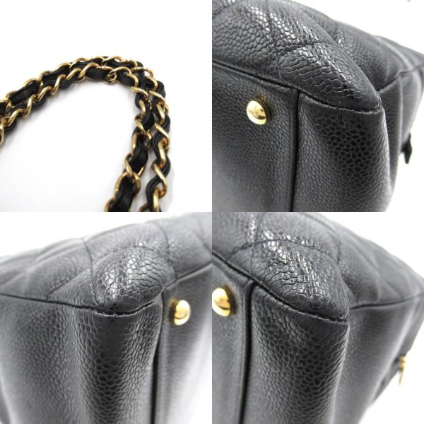 2107600981666 13c Chanel Chain Tote Bag Caviar Skin Black