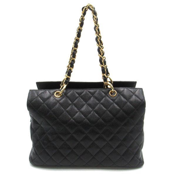 2107600981666 2 Chanel Chain Tote Bag Caviar Skin Black