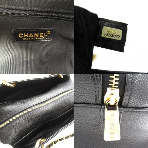 2107600981666 9c Chanel Chain Tote Bag Caviar Skin Black