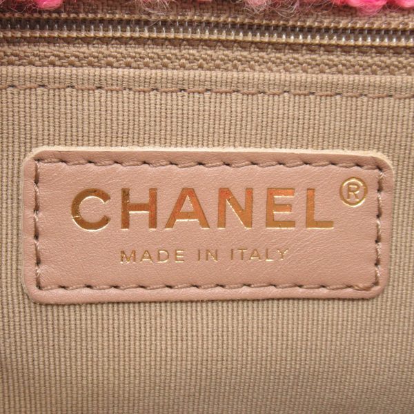 2107600985398 11 Chanel Chain Shoulder Bag Tweed Pink Brown