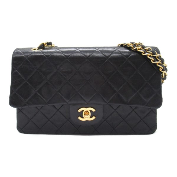 2107600988320 4 Chanel Matelasse Double Flap Chain Shoulder Bag Lambskin Black