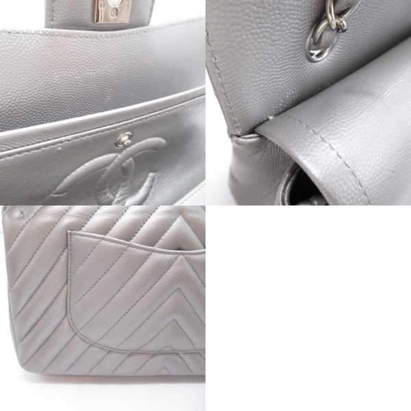 2107600997414 14c Chanel V Stitch Chain Shoulder Bag Caviar Silver