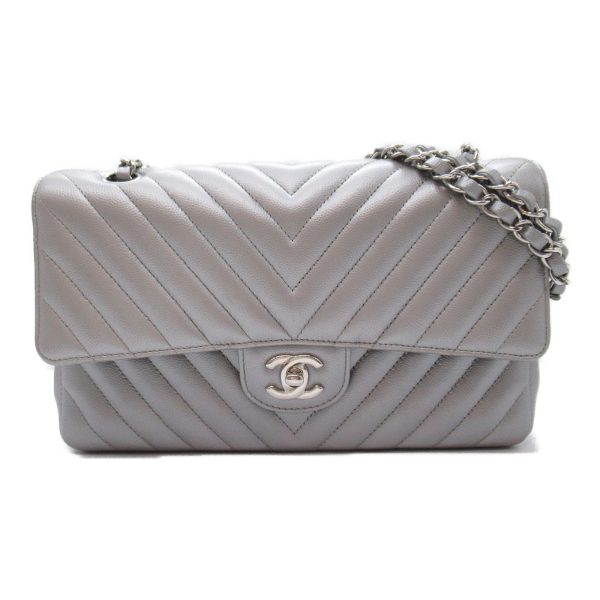 2107600997414 6 Chanel V Stitch Chain Shoulder Bag Caviar Silver