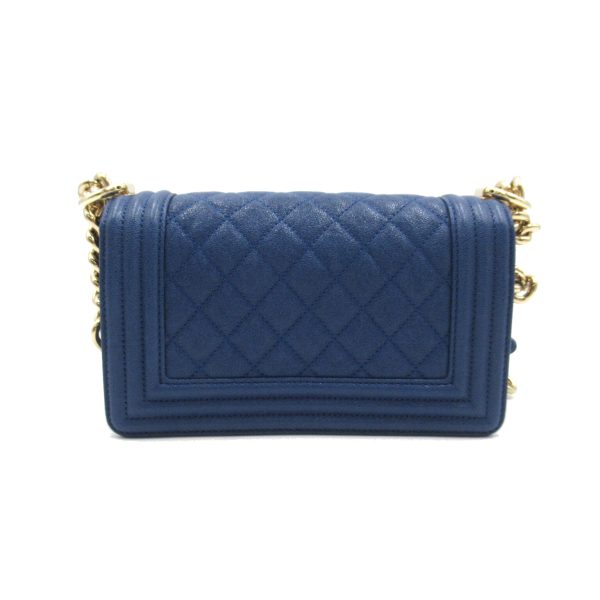 2107600998800 2 Chanel Boy Chain Shoulder Bag Caviar Skin Blue