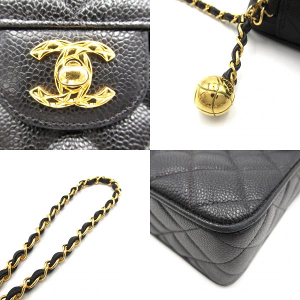 2107600998848 12c Chanel Matelasse Chain Shoulder Bag Caviar Black