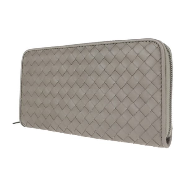 2108013007131 2 Bottega Veneta Intrecciato Long Leather Wallet Dark Cement