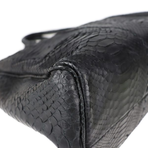 2108013007139 6 Bottega Veneta Handbag Python Dark Green Boston Bag