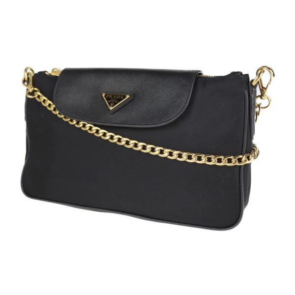 2108033008147 2 Prada Nylon Leather Shoulder Bag Nero