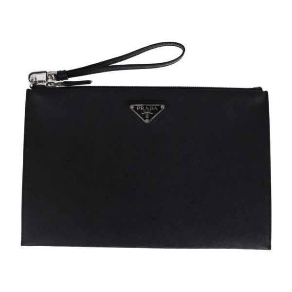 2108033008184 1 Prada Saffiano Leather Clutch Bag Nero