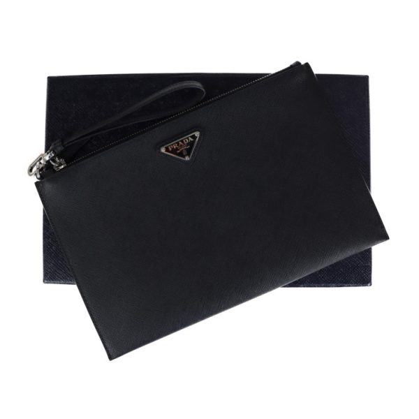 2108033008184 7 Prada Saffiano Leather Clutch Bag Nero