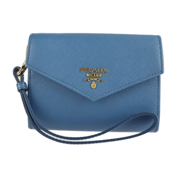 2108073007122 1 Prada Saffiano Leather Wristlet Cobalt