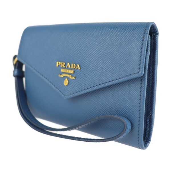 2108073007122 2 Prada Saffiano Leather Wristlet Cobalt