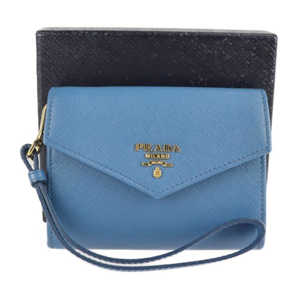 2108073007122 8 Prada Saffiano Leather Wristlet Cobalt