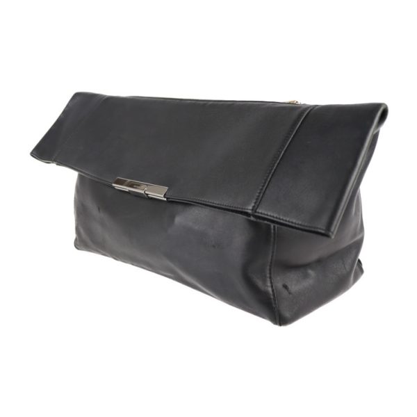 2109093007170 2 Celine Foldover Clutch Bag Leather Black