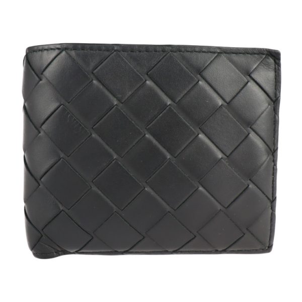 2109121001004 1 Bottega Veneta Intrecciato Spazzolato Leather Wallet Black