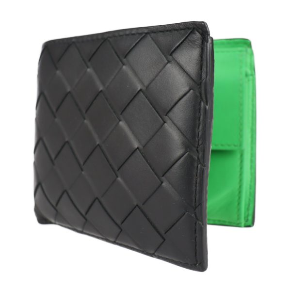 2109121001004 2 Bottega Veneta Intrecciato Spazzolato Leather Wallet Black