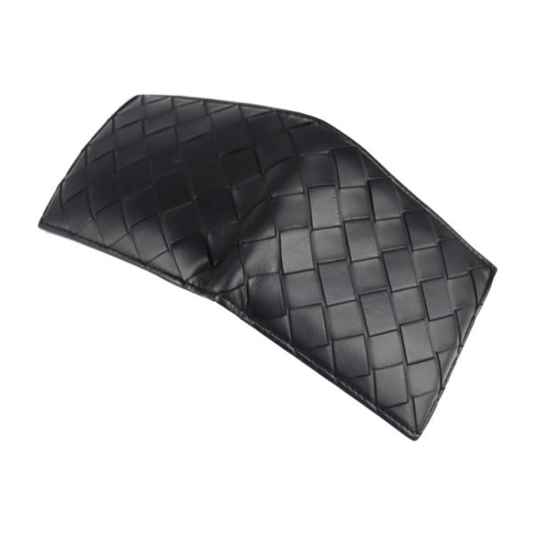 2109121001004 5 Bottega Veneta Intrecciato Spazzolato Leather Wallet Black