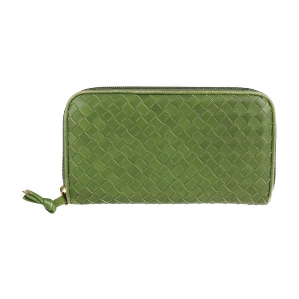 2109121001006 1 Bottega Veneta Intrecciato Leather Wallet Green