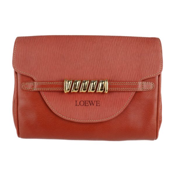 2109123007120 1 Loewe Velasquez Twist Leather Clutch Bag Vermilion