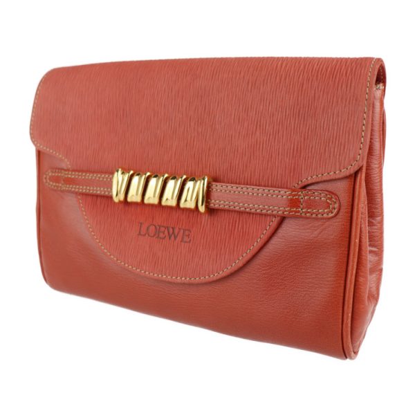 2109123007120 2 Loewe Velasquez Twist Leather Clutch Bag Vermilion