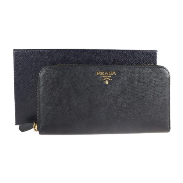 2110033002253 9 Prada Saffiano Leather Long Wallet Black