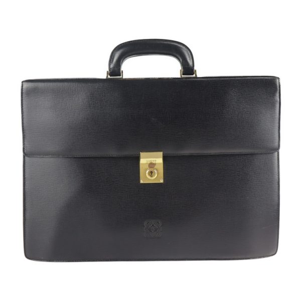 2110063007228 11 Loewe Briefcase Business Bag Leather Black Document Bag