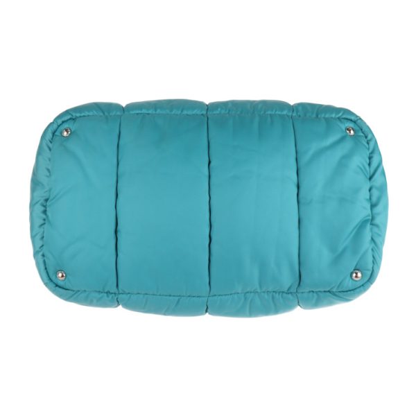 2111113007164 4 Prada Bomber Nylon Leather Shoulder Bag Turquoise Black