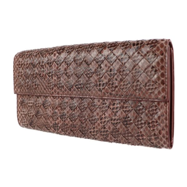 2112053002121 2 Bottega Veneta Intrecciato Long Python Wallet Dark Pink