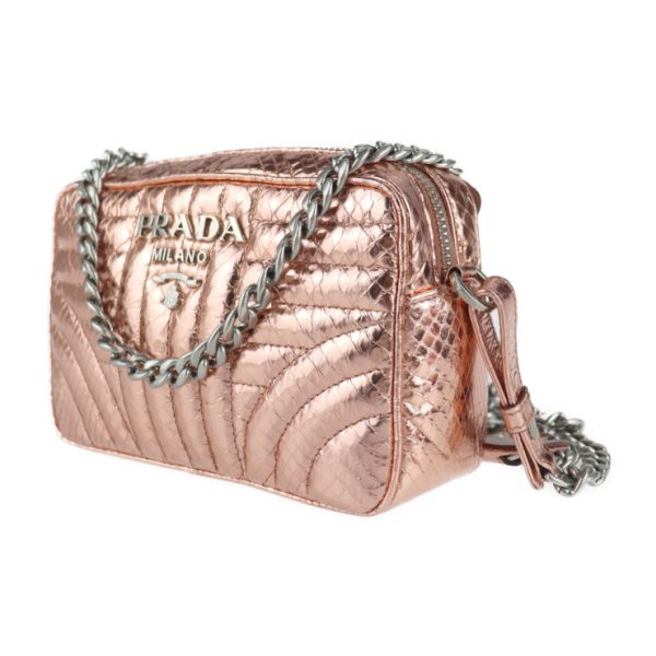 2112083007110 2 Prada Impunture Python Leather Chain Shoulder Bag Pink