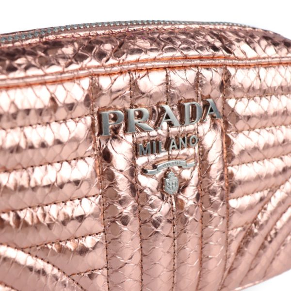 2112083007110 9 Prada Impunture Python Leather Chain Shoulder Bag Pink