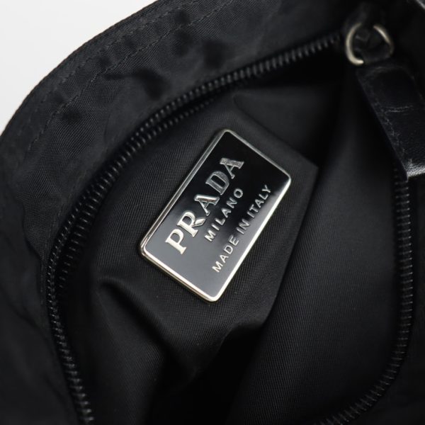 2112083007115 8 Prada Nylon Leather Shoulder Bag Black