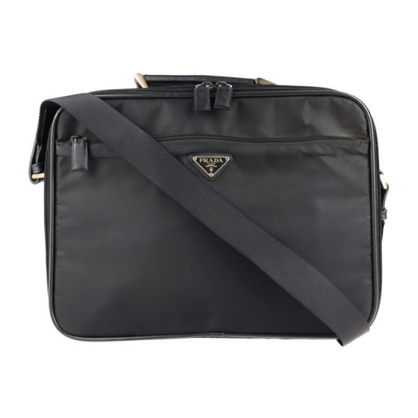 2112083007119 1 Prada Nylon Leather Briefcase Black