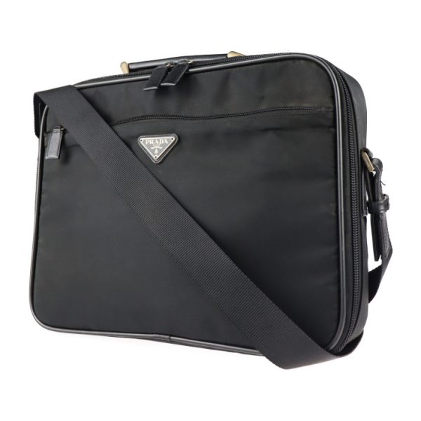 2112083007119 2 Prada Nylon Leather Briefcase Black