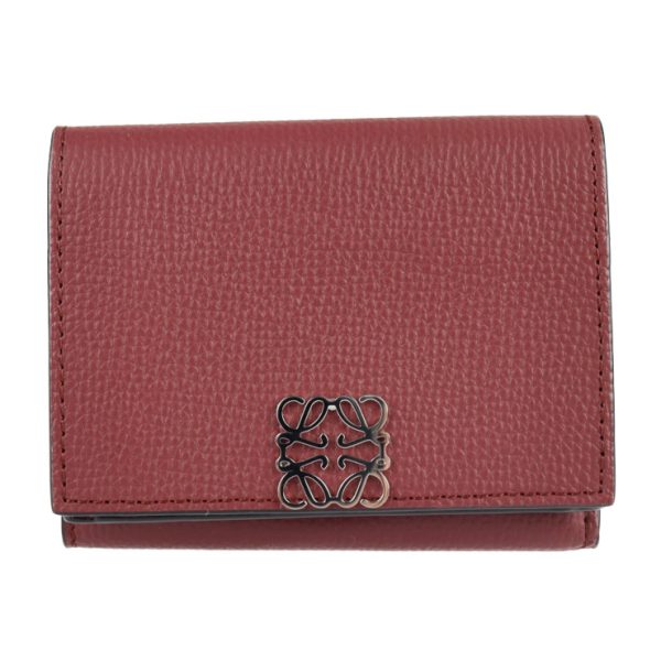 2112083007156 1 Loewe Anagram Leather Trifold Wallet Bordeaux