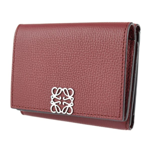 2112083007156 2 Loewe Anagram Leather Trifold Wallet Bordeaux