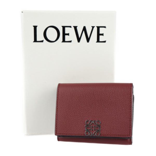 2112083007156 8 Loewe Anagram Leather Trifold Wallet Bordeaux