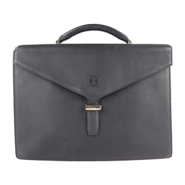 2112083007162 1 Loewe Leather Briefcase Black