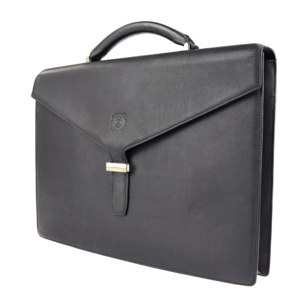 2112083007162 2 Loewe Leather Briefcase Black