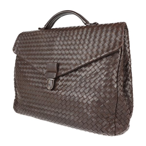 2113013002156 2 Bottega Veneta Intrecciato Business Leather Bag Brown Briefcase