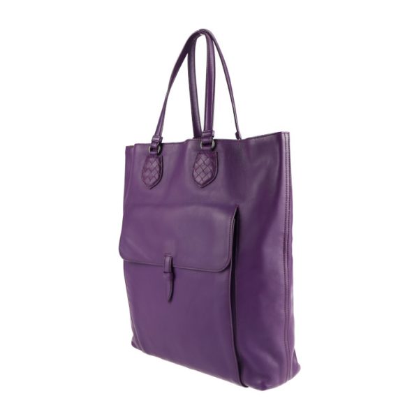 2113053007162 2 Bottega Veneta Vertical Tote Leather Handbag Purple