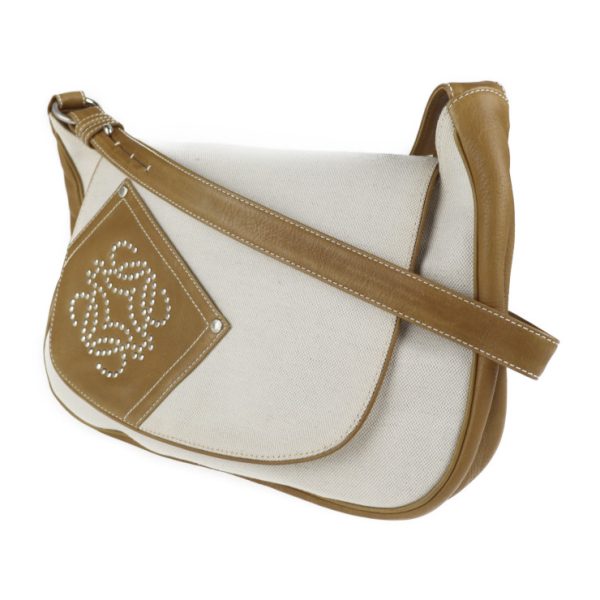 2114013007224 2 Loewe Canvas Leather Shoulder Bag Beige Brown