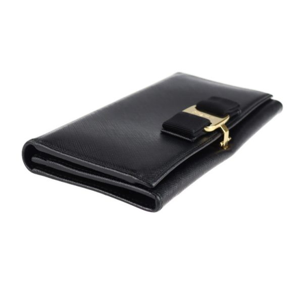 2114043002256 4 Salvatore Ferragamo Vara Ribbon Leather Long Wallet Black