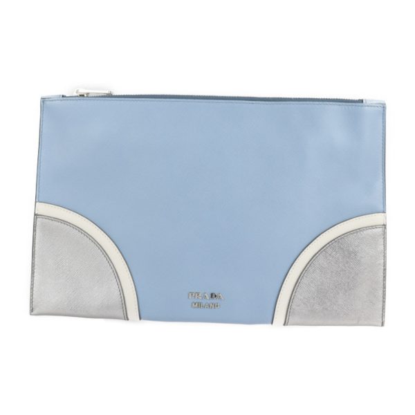 2114073002147 1 Prada Saffiano Leather Clutch Bag Light Blue