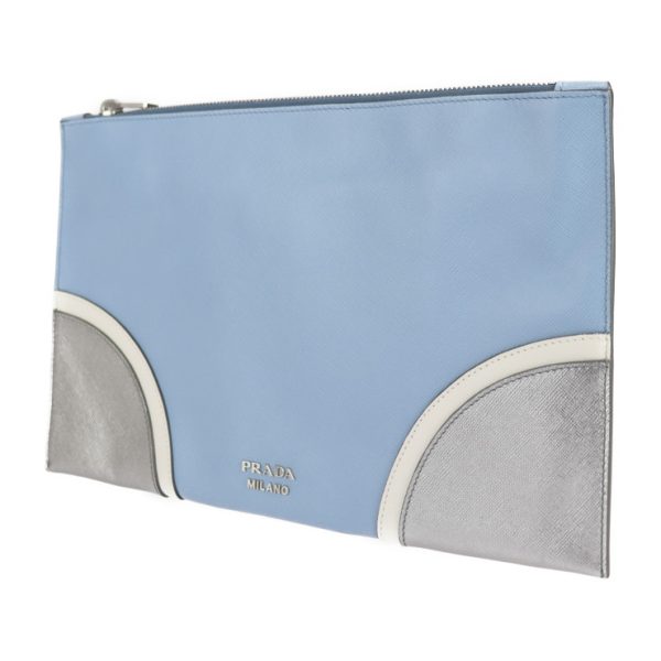 2114073002147 2 Prada Saffiano Leather Clutch Bag Light Blue