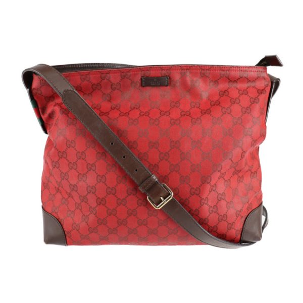 2114103007134 1 GUCCI Sherry Line Shoulder Bag GG Canvas Red Brown