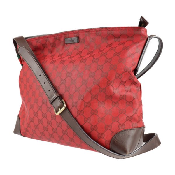 2114103007134 2 GUCCI Sherry Line Shoulder Bag GG Canvas Red Brown