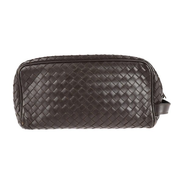 2114103007136 1 Bottega Veneta Intrecciato Leather Clutch Bag Brown