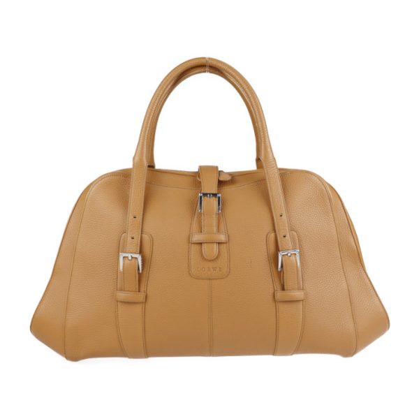 2114103007148 1 Loewe Senda Leather Boston Bag Camel